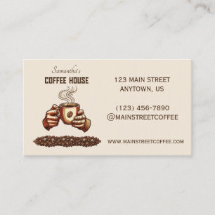 Vintage Coffee Cup Custom Cafe Brand Business Card