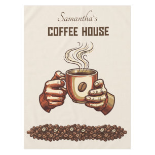 Vintage Coffee Cup Custom Cafe Brand Tablecloth