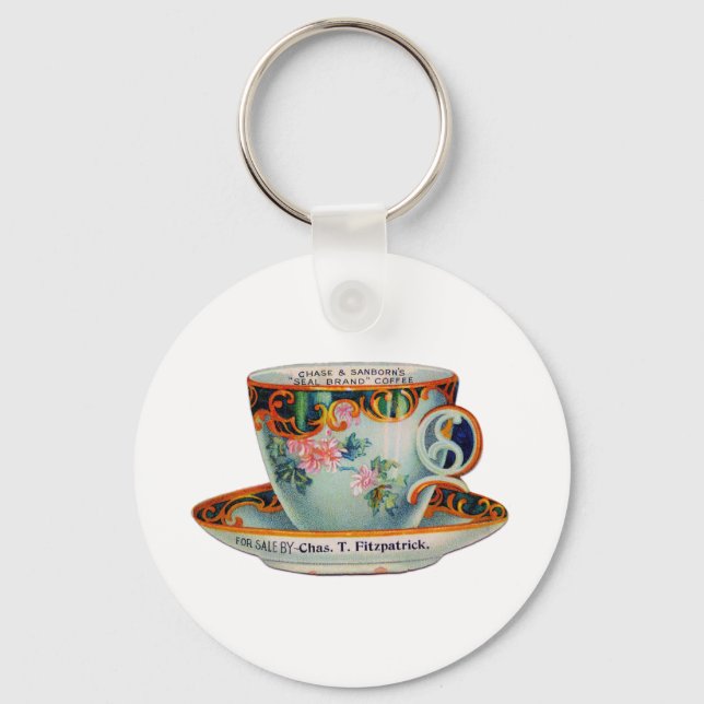 Vintage Coffee Cup Keychain (Front)