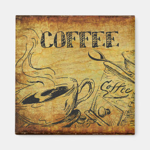 Vintage Coffee Cup Old Fashioned Coffee Grinder Magnet