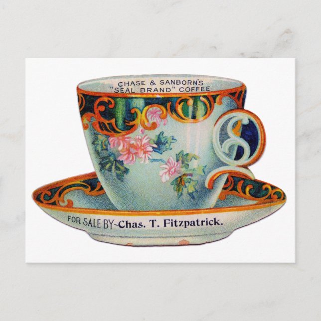 Vintage Coffee Cup Postcard (Front)