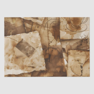 Vintage Coffee Dyed Decoupage Print  Tissue Paper