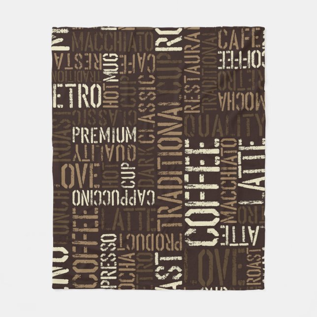 Vintage Coffee Experience Seamless Pattern Fleece Blanket (Front)