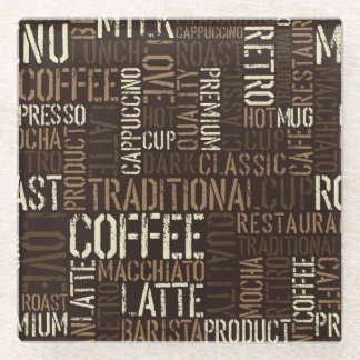 Vintage Coffee Experience Seamless Pattern Glass Coaster