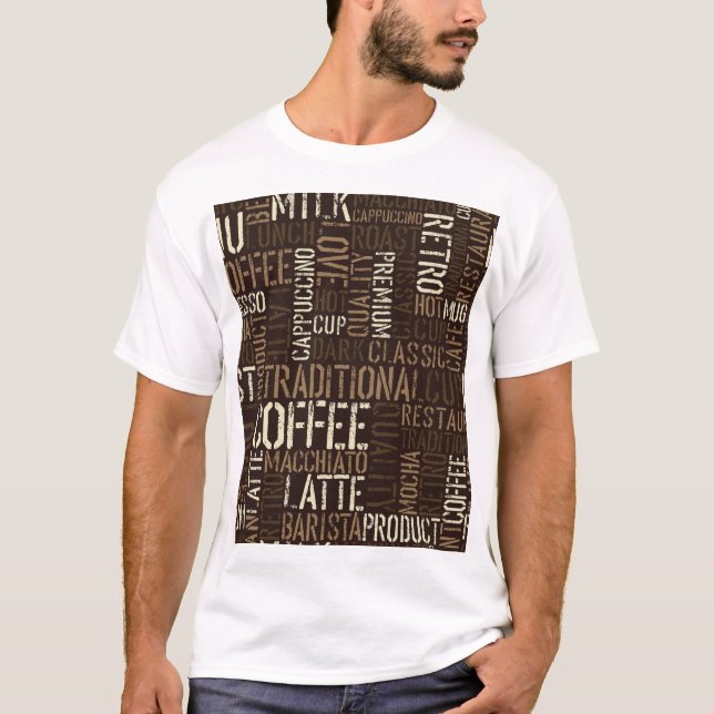 Vintage Coffee Experience Seamless Pattern T-Shirt (Front)