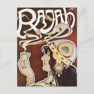 Vintage Coffee Girly Nouveau Ad - Rajah Coffee Postcard