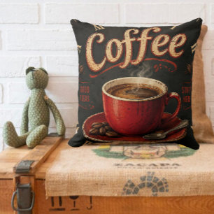 Vintage Coffee Good Ideas Start Here Rustic Throw Pillow