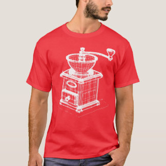 vintage coffee grinder 3d wireframes design T-Shirt