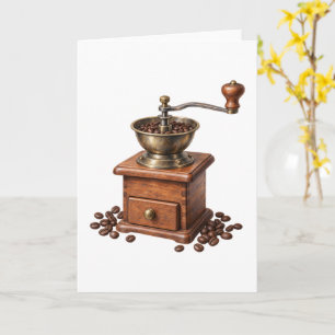 Vintage Coffee Grinder and Beans Card