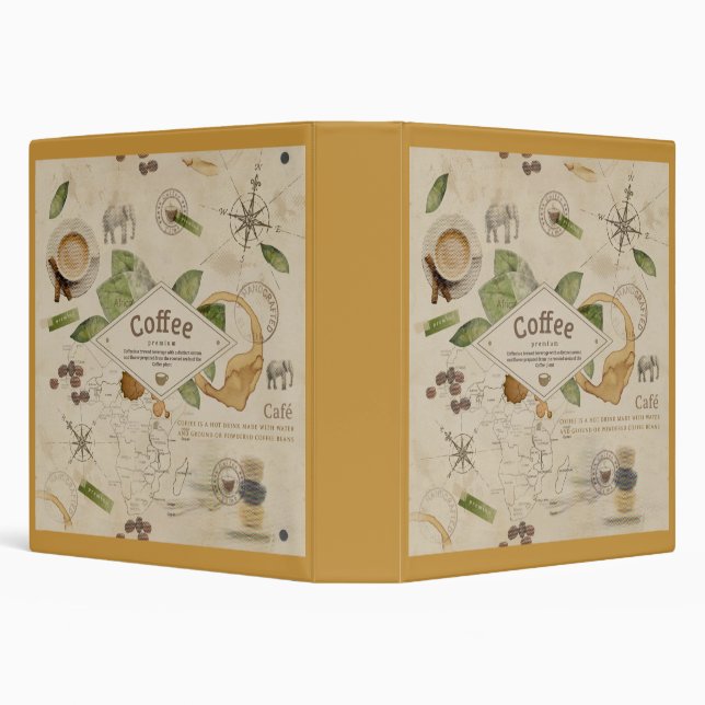 Vintage Coffee Illustrations 3-Ring Binder (Background)