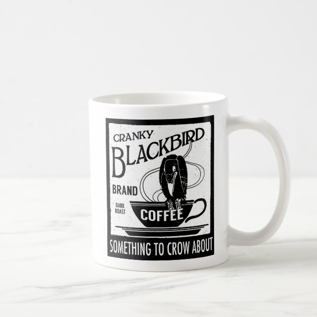 Vintage Coffee Label Mug Black Crow Blackbird (Right)