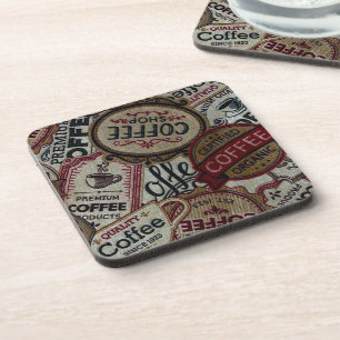 Vintage Coffee Labels Coasters