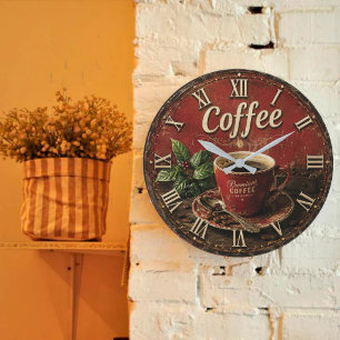 Vintage Coffee Large Clock