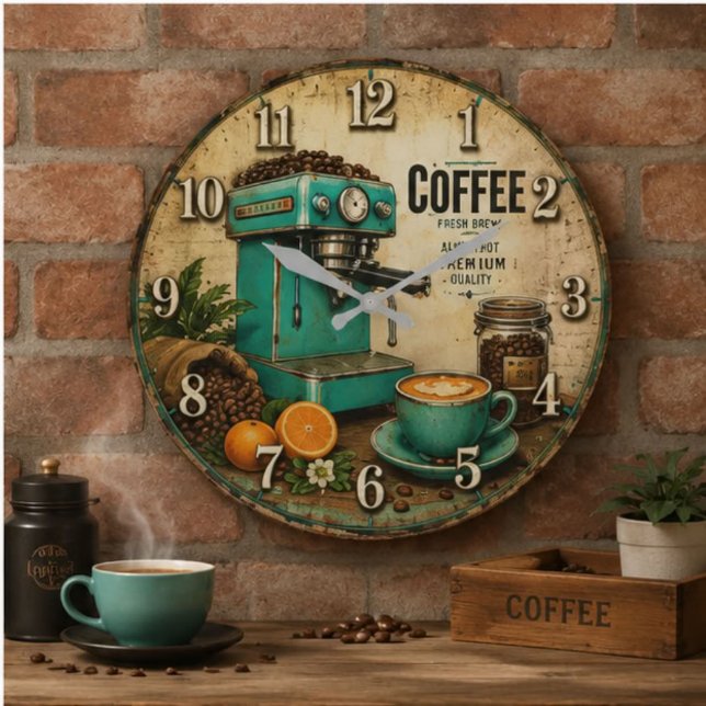 Vintage Coffee Large Clock (Creator Uploaded)