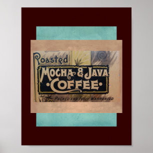 vintage coffee mocha java label poster