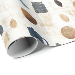 Vintage Coffee Mug Pattern for Father’s Day Wrap Wrapping Paper
