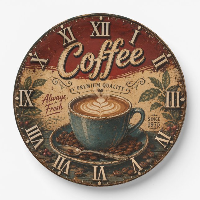 Vintage Coffee  Paper Plate (Front)