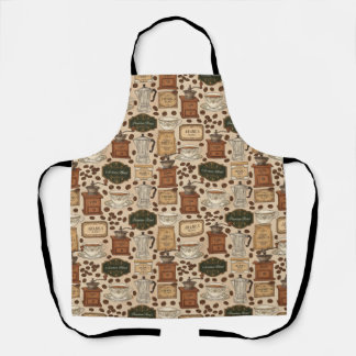 Vintage coffee pattern retro café style apron