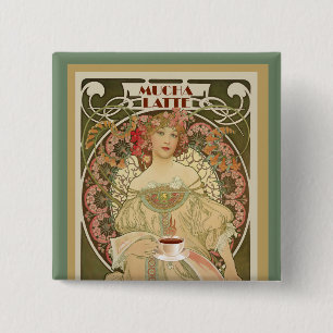 Vintage Coffee Poster 2 Inch Square Button