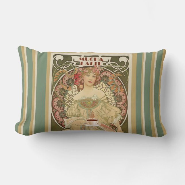 Vintage Coffee Poster Lumbar Pillow (Front)