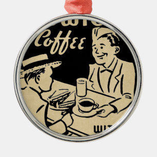 Vintage Coffee Shop Metal Ornament