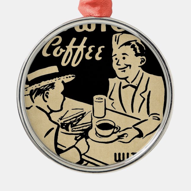 Vintage Coffee Shop Metal Ornament (Front)