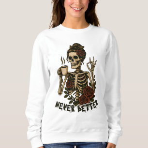 Vintage Coffee Skeleton Rose Art Sweatshirt