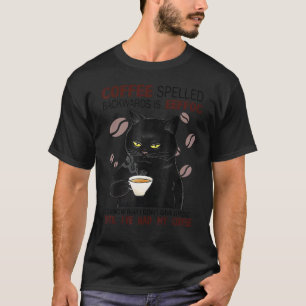 Vintage Coffee Spelled Backwards Is Eeffoc Cat Dri T-Shirt