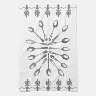 Vintage Coffee Spoon Patterns Kitchen Towel