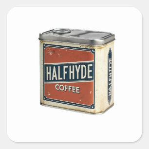 Vintage Coffee Tin Halfhyde Coffee Company Square Sticker