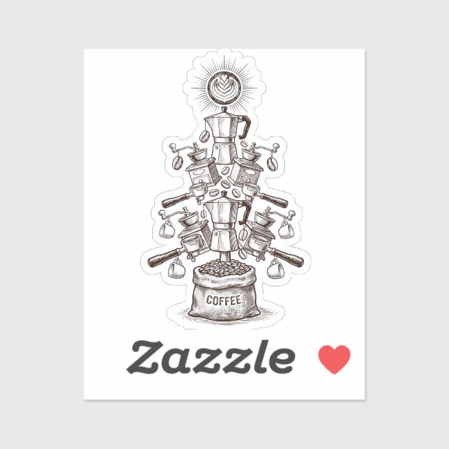 Vintage Coffee Tree Illustration – Barista Espress (Sheet)