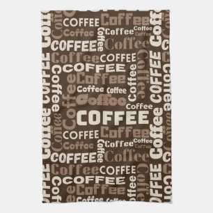 Vintage Coffee Typography Pattern (1) Kitchen Towel