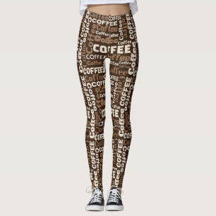 Vintage Coffee Typography Pattern (1) Leggings
