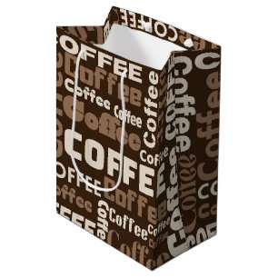 Vintage Coffee Typography Pattern (1) Medium Gift Bag