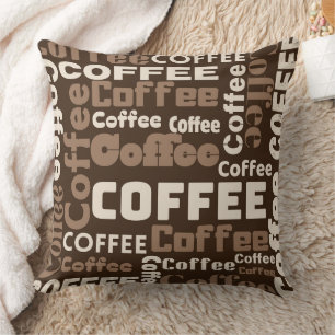 Vintage Coffee Typography Pattern (1) Throw Pillow