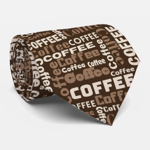 Vintage Coffee Typography Pattern (1) Tie