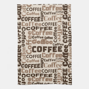 Vintage Coffee Typography Pattern (2) Kitchen Towel