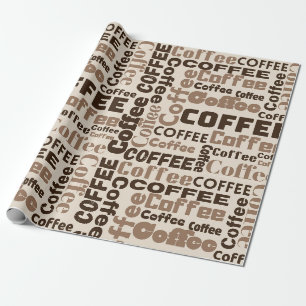 Vintage Coffee Typography Pattern (2) Wrapping Paper