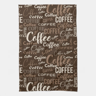 Vintage Coffee Typography Pattern (3) Kitchen Towel