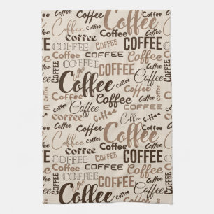 Vintage Coffee Typography Pattern (4) Kitchen Towel
