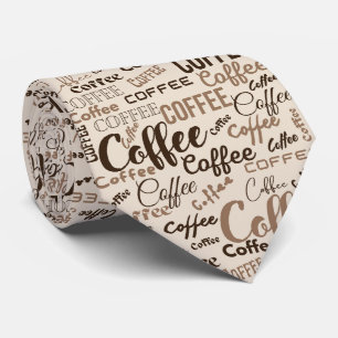 Vintage Coffee Typography Pattern (4) Tie