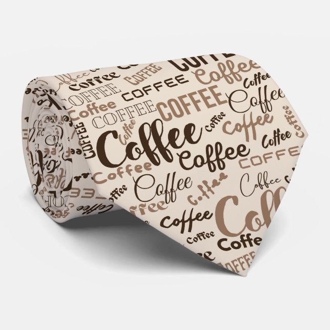 Vintage Coffee Typography Pattern (4) Tie (Rolled)