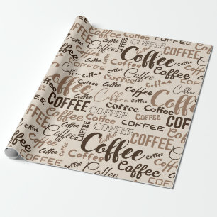 Vintage Coffee Typography Pattern (4) Wrapping Paper