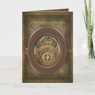 Vintage Cogs Steampunk Personalized Card