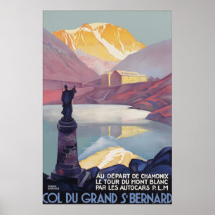 Vintage Col du Grand St Bernard Alps Travel Poster