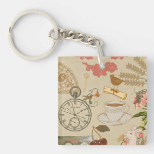 Vintage Collage Art Keychain
