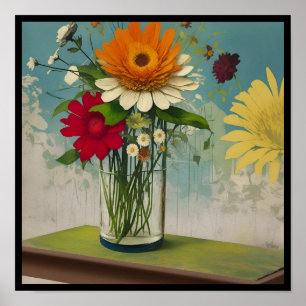 vintage collage flowers deco 3/3 poster
