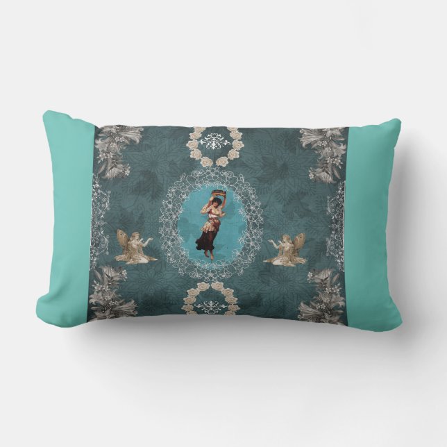 Vintage collage lumbar pillow (Front)