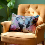 Vintage Collage Lumbar Pillow<br><div class="desc">This design blends coquette aesthetics with a dreamy, retro collage vibe. A striking blue butterfly rests across a woman's face, adding mystery and whimsy, while pastel tones of pink and lavender butterflies flutter around, enhancing the ethereal feel. Vibrant flowers bloom in the background, creating a lush, vintage-inspired garden scene. Perfect...</div>