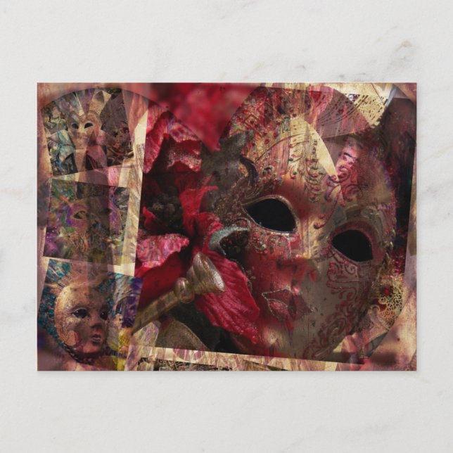 Vintage Collage Mask Design Postcard (Front)